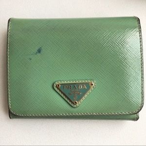 Prada Saffiano Leather Wallet in Shiny Aquamarine